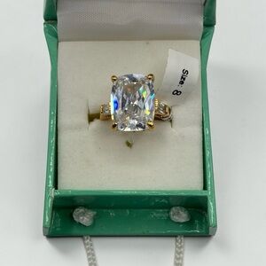 NIB Gold-Tone Cubic Zirconia Statement Ring Size 8